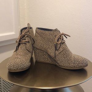 Toms Leopard Wedge Booties